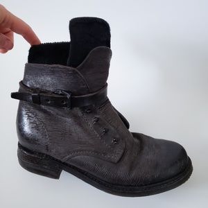 A.S.98 black leather moto boots 37, 6.5 us